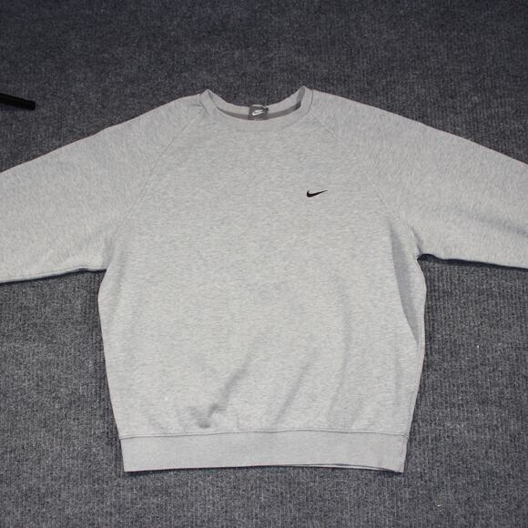 Vintage Nike Sweatshirt Womens M Gray Swoosh Y2K Sports Gym Essential Solid Rare - Picture 3 of 8